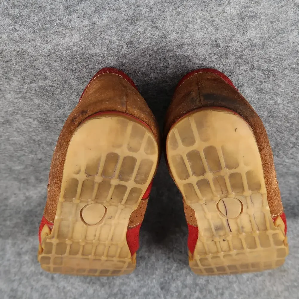 Dollhouse Shoes Womens 6 Casual Sneakers Y2k Retro Leather Square Toe Red Brown